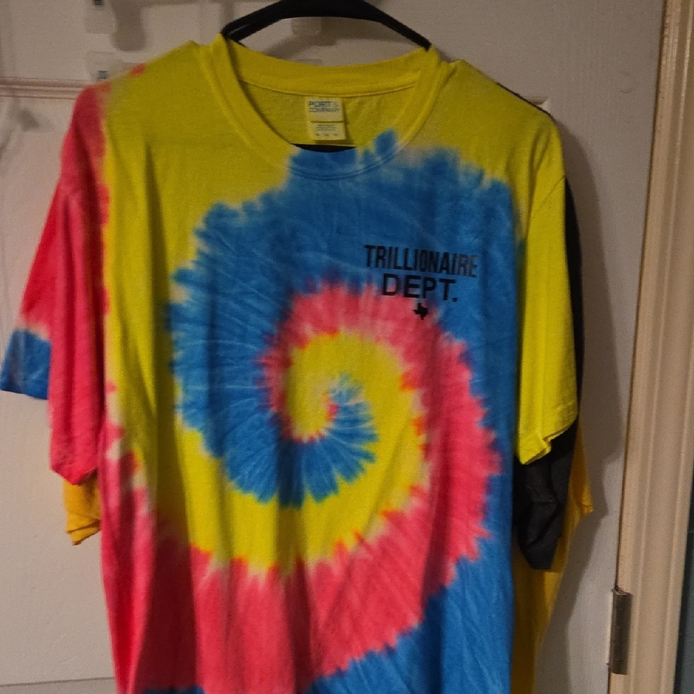 Port and Company Tie-Dye Spiral Tee - Yellow, Blue & Pink